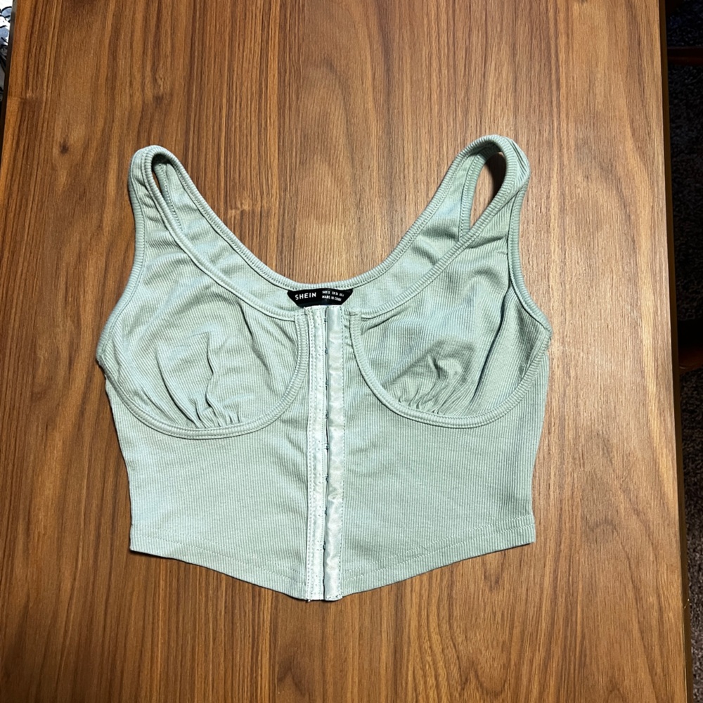 Sage Green Ribbed Crop Top
